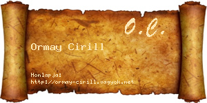 Ormay Cirill névjegykártya